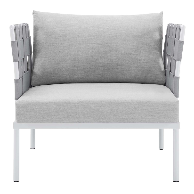 Modway Harmony Modern Fabric & Aluminum Patio Armchair in Gray Finish