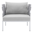 Modway Harmony Modern Fabric & Aluminum Patio Armchair in Gray Finish