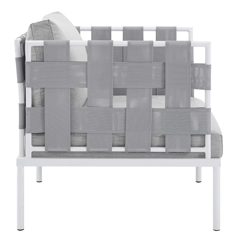 Modway Harmony Modern Fabric & Aluminum Patio Armchair in Gray Finish