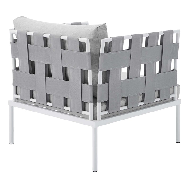 Modway Harmony Modern Fabric & Aluminum Patio Armchair in Gray Finish