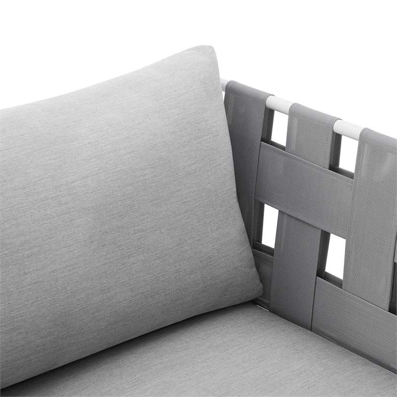 Modway Harmony Modern Fabric & Aluminum Patio Armchair in Gray Finish