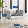 Modway Harmony Modern Fabric & Aluminum Patio Armchair in Gray Finish