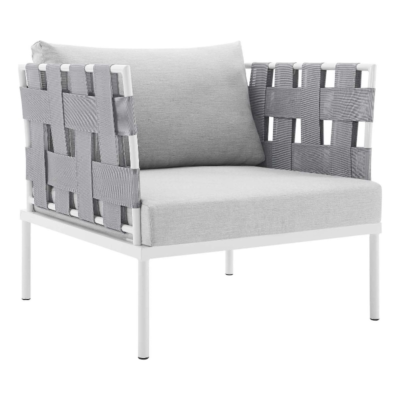 Modway Harmony Modern Fabric & Aluminum Patio Armchair in Gray Finish