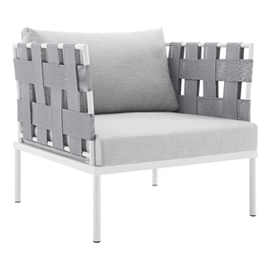modway harmony contemporary fabric patio armchair in gray finish