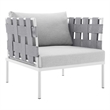 Modway Harmony Modern Fabric & Aluminum Patio Armchair in Gray Finish