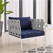 Modway Harmony Modern Fabric & Aluminum Patio Armchair in Navy/Gray