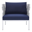 Modway Harmony Modern Fabric & Aluminum Patio Armchair in Navy/Gray