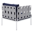 Modway Harmony Modern Fabric & Aluminum Patio Armchair in Navy/Gray