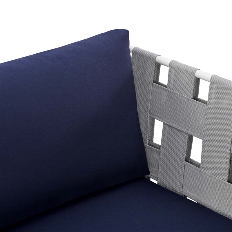 Modway Harmony Modern Fabric & Aluminum Patio Armchair in Navy/Gray