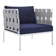 Modway Harmony Modern Fabric & Aluminum Patio Armchair in Navy/Gray