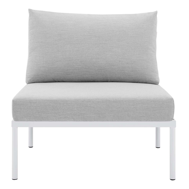 Modway Harmony Fabric Basket Weave Patio Armless Chair in Taupe/Gray