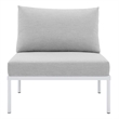Modway Harmony Fabric Basket Weave Patio Armless Chair in Taupe/Gray