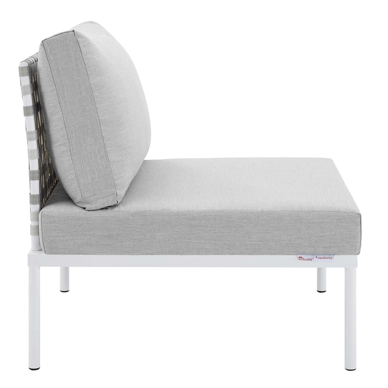 Modway Harmony Fabric Basket Weave Patio Armless Chair in Taupe/Gray