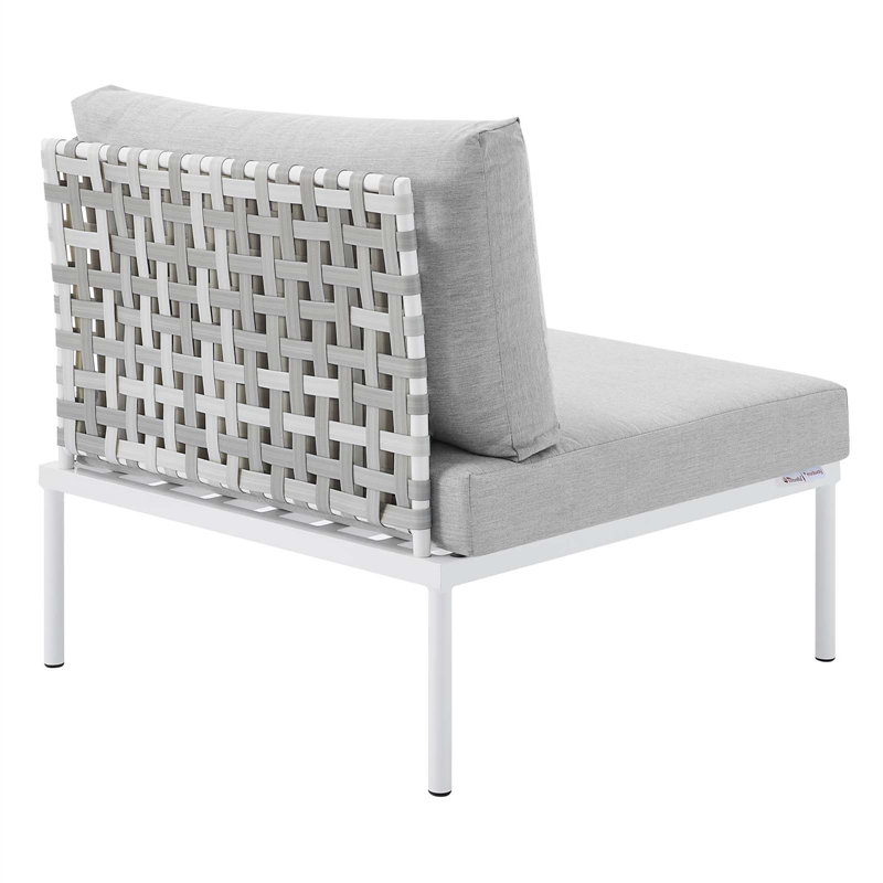 Modway Harmony Fabric Basket Weave Patio Armless Chair in Taupe/Gray
