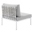 Modway Harmony Fabric Basket Weave Patio Armless Chair in Taupe/Gray