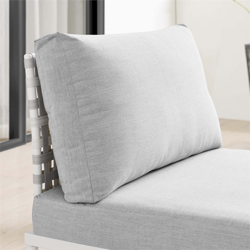 Modway Harmony Fabric Basket Weave Patio Armless Chair in Taupe/Gray