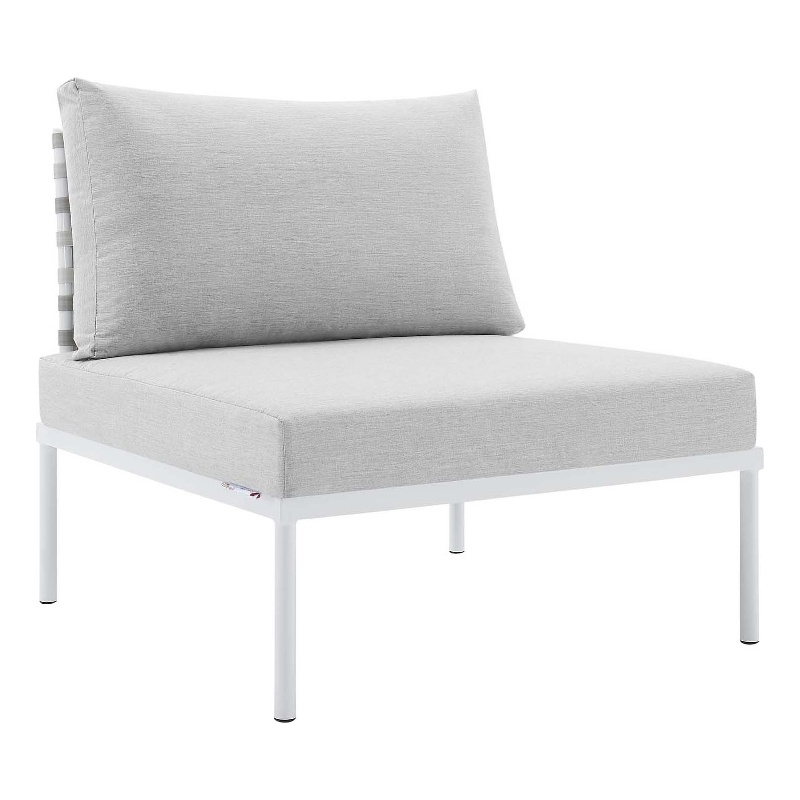 Modway Harmony Fabric Basket Weave Patio Armless Chair in Taupe/Gray