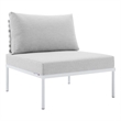 Modway Harmony Fabric Basket Weave Patio Armless Chair in Taupe/Gray