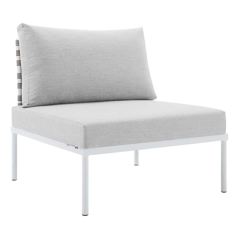 Modway Harmony Fabric Basket Weave Patio Armless Chair in Tan/Gray