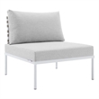 Modway Harmony Fabric Basket Weave Patio Armless Chair in Tan/Gray