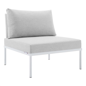 modway harmony contemporary fabric patio armless chair in white/gray