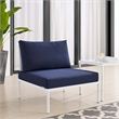 Modway Harmony Modern Fabric Patio Armless Chair in White/Navy