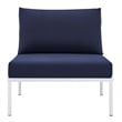 Modway Harmony Modern Fabric Patio Armless Chair in White/Navy