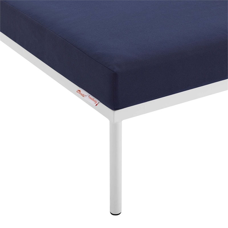 Modway Harmony Modern Fabric Patio Armless Chair in White/Navy