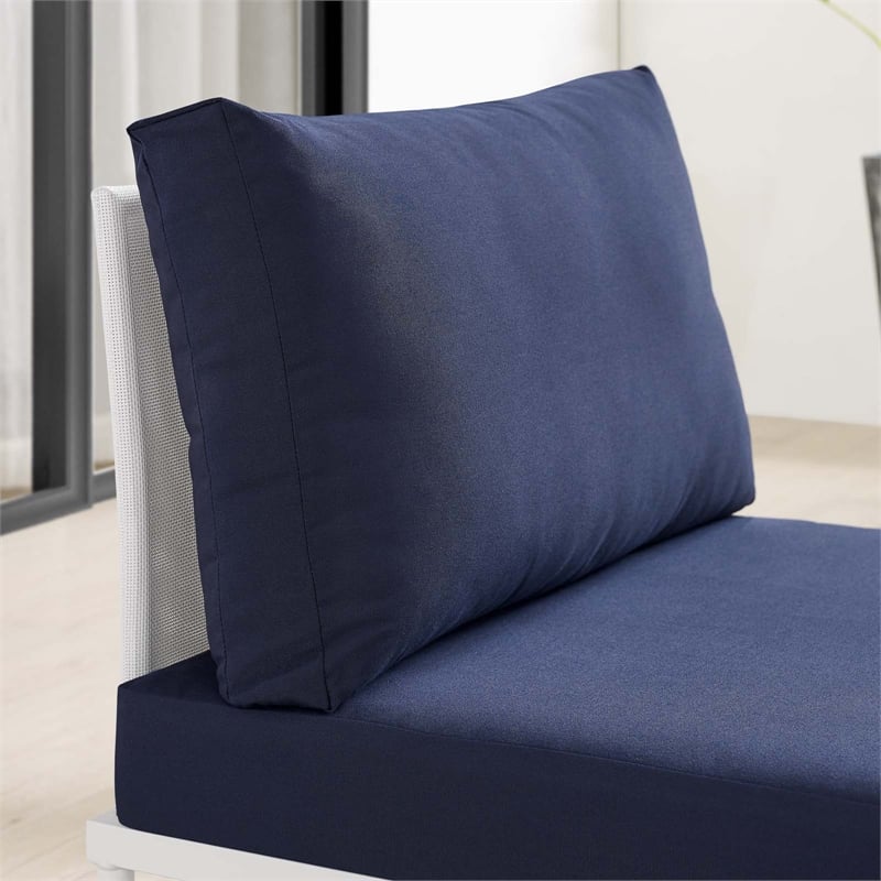 Modway Harmony Modern Fabric Patio Armless Chair in White/Navy
