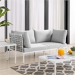 Modway Harmony Fabric & Aluminum Basket Weave Patio Loveseat in Taupe/Gray