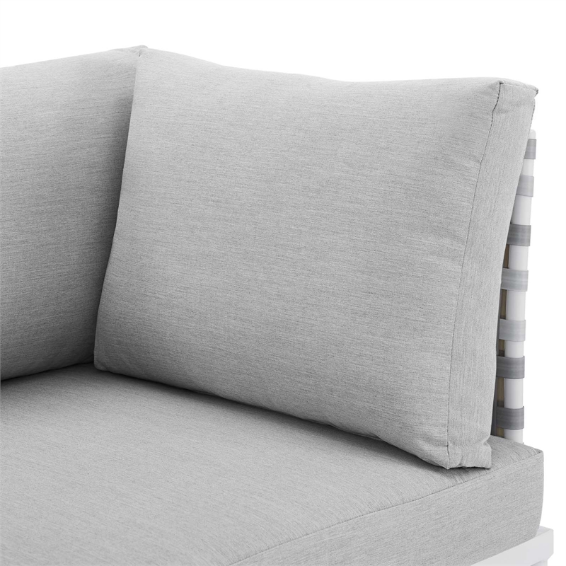 Modway Harmony Fabric & Aluminum Basket Weave Patio Loveseat in Taupe/Gray