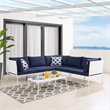 Modway Harmony 6-Piece Fabric Patio Sectional Sofa Set in White/Navy