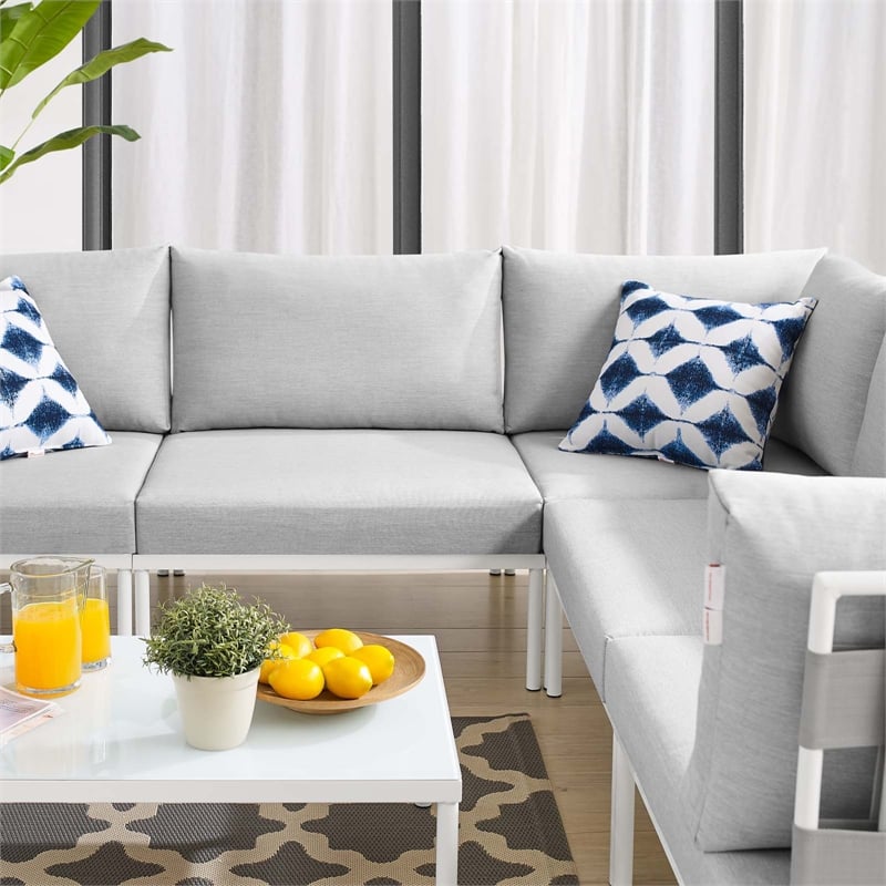 Modway Harmony 6-Piece Aluminum and Fabric Patio Sectional Sofa Set in Gray