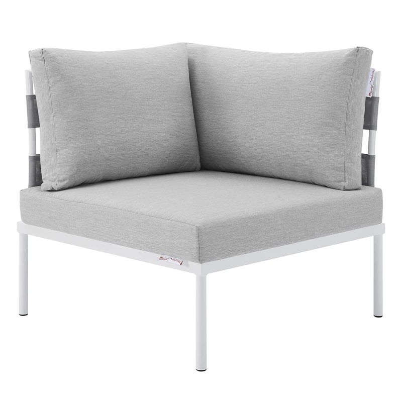 Modway Harmony 6-Piece Aluminum and Fabric Patio Sectional Sofa Set in Gray