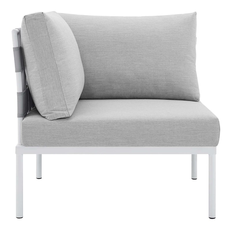 Modway Harmony 6-Piece Aluminum and Fabric Patio Sectional Sofa Set in Gray
