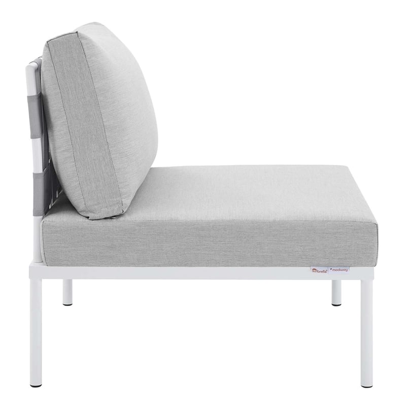 Modway Harmony 6-Piece Aluminum and Fabric Patio Sectional Sofa Set in Gray
