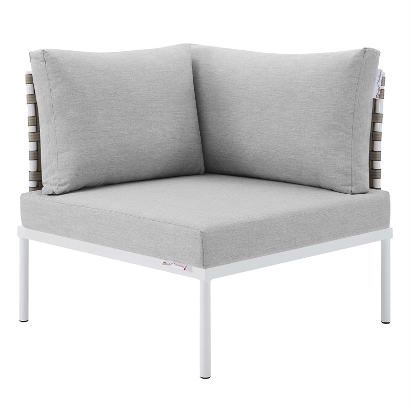 Modway Harmony 6-Piece Fabric Basket Weave Patio Seating Set in Tan/Gray