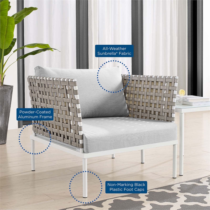 Modway Harmony 6-Piece Fabric Basket Weave Patio Seating Set in Tan/Gray