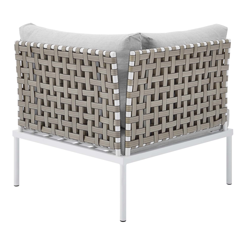 Modway Harmony 6-Piece Fabric Basket Weave Patio Seating Set in Tan/Gray
