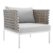 Modway Harmony 6-Piece Fabric Basket Weave Patio Seating Set in Tan/Gray