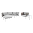 Modway Harmony 6-Piece Fabric Basket Weave Patio Seating Set in Tan/Gray