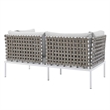 Modway Harmony Fabric & Aluminum Basket Weave Patio Loveseat in Tan/Gray