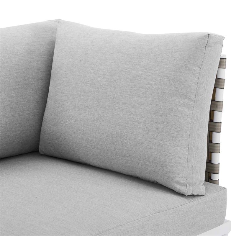 Modway Harmony Fabric & Aluminum Basket Weave Patio Loveseat in Tan/Gray