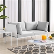 Modway Harmony Modern Fabric & Aluminum Patio Loveseat in White/Gray