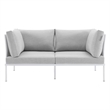 Modway Harmony Modern Fabric & Aluminum Patio Loveseat in White/Gray