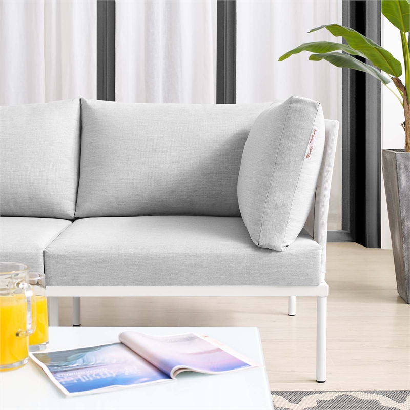 Modway Harmony Modern Fabric & Aluminum Patio Loveseat in White/Gray