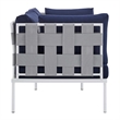 Modway Harmony Modern Fabric & Aluminum Patio Loveseat in Navy/Gray