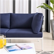 Modway Harmony Modern Fabric & Aluminum Patio Loveseat in Navy/Gray