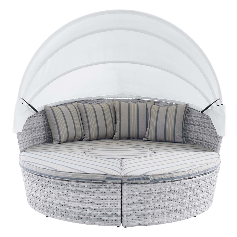 Modway Scottsdale Fabric Canopy Patio Daybed in Light Gray/Pebble Gray