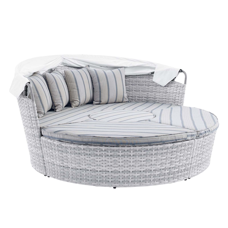 Modway Scottsdale Fabric Canopy Patio Daybed in Light Gray/Pebble Gray